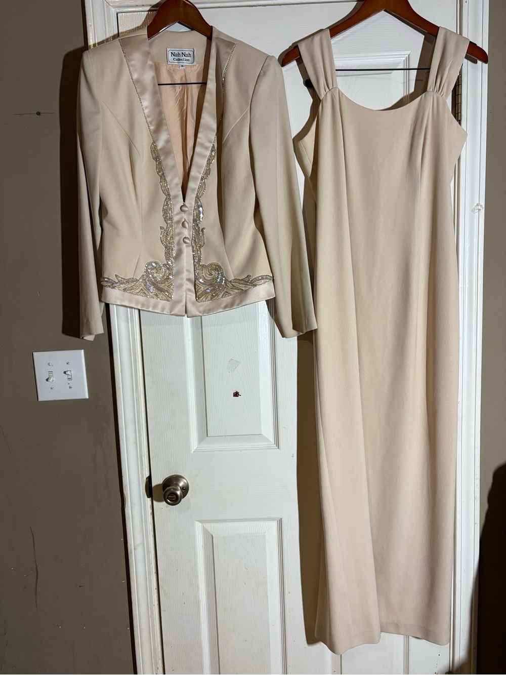 Nina Piccalo Cream Maxi Dress with Embellished Jacket